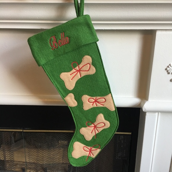 Garnet Hill Holiday Dog Bone Christmas Stocking Bella Wool